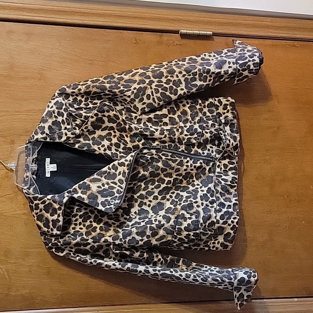 Animal Print Moto Jacket, Cotton